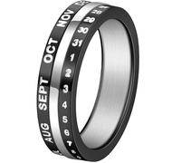 Titanium Steel Date Spinner Ring for Women Men Rose Gold Minimalist Jewelry Rotating Number Design Gift