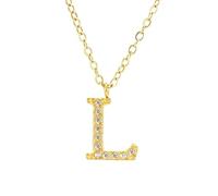 Titanium steel diamond letter L necklace Natural Gemstone Pendant For Men Women Couples
