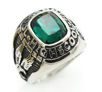 Titanium Steel Eagle Ring for Men Vintage Engraved Gemstone Band Norse Viking Style Jewelry Gift