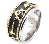 Titanium Steel Freemasonry Rotating Ring for Men Vintage Stainless Steel Band Secret Society Symbol Jewelry Gift