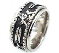 Titanium Steel Freemasonry Rotating Ring for Men Vintage Stainless Steel Band Secret Society Symbol Jewelry Gift