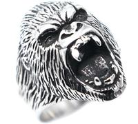 Titanium Steel Gorilla Ring for Men Vintage 3D Animal Design Band Wild Style Jewelry