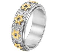 Titanium Steel Hexagram Spinner Ring for Men Vintage Mystic Jewelry Full Rotation Design Ancient Symbol Fashion Gift