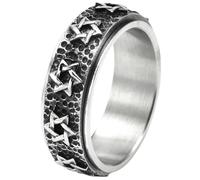 Titanium Steel Hexagram Spinner Ring for Men Vintage Mystic Jewelry Full Rotation Design Ancient Symbol Fashion Gift