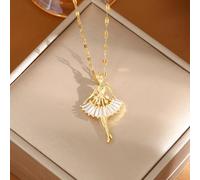 [Titanium Steel] Light Luxury Micro-Inlaid Zirconia Ballet Girl Super Fairy Versatile Korean Style Ins Niche Necklace