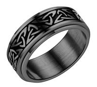 Titanium Steel Men’s Ring Celtic Triquetra Knot Rotating Band Nordic Minimalist Jewelry Vintage Symbol Design Gift Set