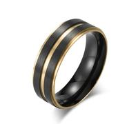 Titanium Steel Men'S Two-Color Ring Groove Black Room Seven Color Ring Fashion Trend Jewelry