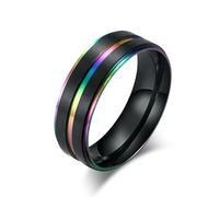 Titanium Steel Men'S Two-Color Ring Groove Black Room Seven Color Ring Fashion Trend Jewelry