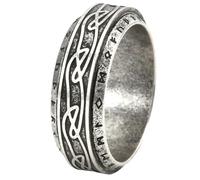 Titanium Steel Nordic Style Men's Spinning Ring with Rune Design Jewelry