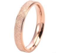 Titanium Steel Pair Ring Matt Unisex 4 mm Minimalist (Pink Gold 7)