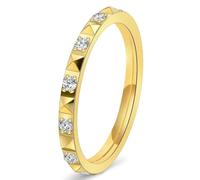 Titanium Steel Pyramid CZ Ring for Women 18K Gold Plated Fairycore Jewelry Full Circle Sparkling Design Dainty Gift