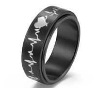 Titanium Steel Rotating Electrocardiogram Couple Ring, Rotating Electrocardiogram Stainless Steel Ring