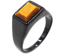 Titanium Steel Square Gemstone Ring for Men Vintage Geometric Cut Band Minimalist Luxury Jewelry Gift