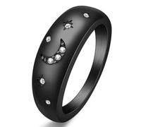 Titanium Steel Star Moon Ring for Women Minimalist Celestial Jewelry Dainty Cubic Zirconia Band Elegant Everyday Gift