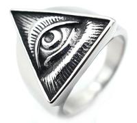 Titanium Steel Triangle Eye Ring for Men Vintage Mysterious Style Stainless Steel Band Unique Fashion Jewelry Gift