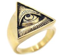 Titanium Steel Triangle Eye Ring for Men Vintage Mysterious Style Stainless Steel Band Unique Fashion Jewelry Gift