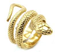 Titanium Steel Twin Snake Ring for Men Vintage Bold Band Unique Fashion Jewelry Gift