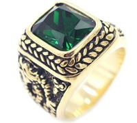 Titanium Steel Vintage Chinese Dragon Ring for Men Square Gemstone Inlaid Punk Style Jewelry Oriental Symbol Gift