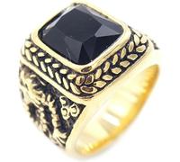 Titanium Steel Vintage Chinese Dragon Ring for Men Square Gemstone Inlaid Punk Style Jewelry Oriental Symbol Gift