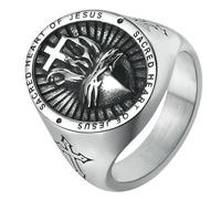 Titanium Steel Vintage Ring Men's Cross Heart Design Jewelry for Gifts
