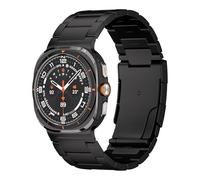Titanium Strap Compatible with Samsung Galaxy Watch Ultra 47mm Class 2 Titanium Band with Folding Buckle and Scratch-Resistant DLC Coating (Diamond Like Carbon), black, Large