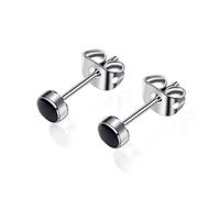 Titanium Stud Earrings for Women Earrings 4mm Natural Stone Gemstones Hypoallergenic Earrings Nickel Free Black Onyx 5mm Earrings for Women Sensitive Ears, 5mm, Titanium, Jade