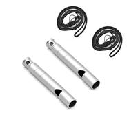 Titanium Survival Whistle 2-Pack, 120dB Loud Emergency Safety Sailing Whistle with Lanyards, Ultra-Light 6.7g Weatherproof Whistle for Outdoor, Hiking, Camping, Keychain, Rescue Signaling