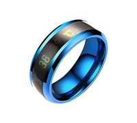 Titanium Temperature Stainless Temperature Steel Couple Ring Ring Steel Change Temperature Smart Color Body Womens Rings Size 9 (Blue, One Size)