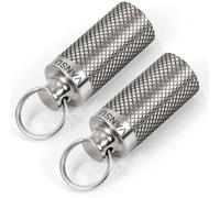 Titanium Waterproof Keychain Pill Holder Container,Portable Mini Size Pill Box Case for Outdoor Travel Camping （2 Pack）
