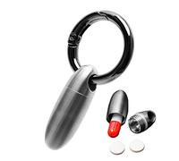 Titanium Waterproof Medicine Container | Tiny Portable Pill Case With Carabiner Clip | Small Key-ring Pill Holder | Miini Pocket-Sized Tablet Organizer | Travel-Friendly Waterproof Pill Box | Secure M