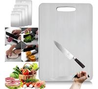 Titanium's Double-Sided Cutting Board, Easy to Clean, for Kitchen and Camping, Stainless Steel Cutting Board Dishwasher Safe, Food Grade Metal Chopping Board for Meat,Fruit,Vegetables(39X28CM)