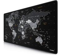 Titanwolf - German Layout - Titanwolf XXL Gaming Mouse Mat 900 x 400 x 3 mm - Desk Mat Large - XXL Mouse Mat Gaming and Office - World Map Black