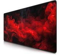 TITANWOLF - XXL Mouse Mat - Mouse Pad 900 x 400 x 3mm -Speed Gaming Mouse Pad - Extra Large - Table Mat Large Size - improved Precision and Speed - Design Red Smoke