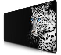 TITANWOLF - XXL Mouse Mat - Mouse Pad 900 x 400 x 3mm -Speed Gaming Mouse Pad - Extra Large - Table Mat Large Size - improved Precision and Speed - Design White Leopard
