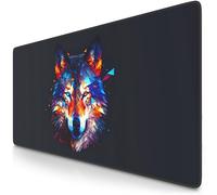 TITANWOLF - XXL Mouse Mat - Mouse Pad 900 x 400 x 3mm -Speed Gaming Mouse Pad - Extra Large - Table Mat Large Size - improved Precision and Speed - Polygon Wolf,