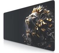 TITANWOLF - XXL Mouse Mat - Mouse Pad 900 x 400 x 3mm -Speed Gaming Mouse Pad - Extra Large - Table Mat Large Size - improved Precision and Speed - Gold Lion