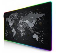 Titanwolf XXXL RGB Gaming Mouse Mat 1200 x 600 mm Mouse Pad - LED multi color - 7 LED colors plus 4 effect modes - for precision and speed - rubberized underside - washable, World map