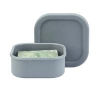 TITATI Square Silicone Travel Soap Case with Soap Tray, Portable Shampoo Bar Case for Shower, Travel, Camp, Gym (Cement Gray)