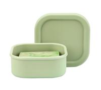 TITATI Travel Soap Case, Square Silicone Soap Holder for Dr. Squatch, Portable Shampoo Bar Case for Shower, Camp, Gym (Pea Green)