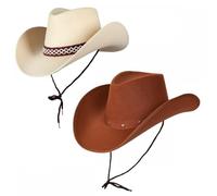 Titch & Timbo Texan Cowboy Cowgirl Hat 2 Pack (Multiple Options) : Adult Unisex Fancy Dress Party Accessory Country Western Rancher Rodeo Wild West Music Festival