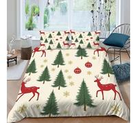 TiTCiveR Deer Christmas Tree Bedding Set Digital Printe Xmas Forest Creatures Duvet Cover Set Microfiber Quilt Cover Suitable for Family,couple,children Pillowcase King（220x240cm）