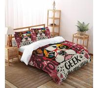 TiTCiveR DOG GEEK Bedding Set 3 Pieces 3D Digital Printing Funny Pet Animals Duvet Cover Set Chic Breathable Comforter Cover Girl Woman with Pillowcase Super King（260x220cm）
