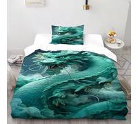 TiTCiveR Dragon Clouds Bedding Set 3D Digital Printing Myth Cloud Creature Duvet Cover Set Chic Breathable Quilt Cover Universal for All Seasons with Pillowcase Single（135x200cm）