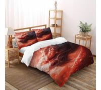 TiTCiveR Dragon Red Bedding Set Digital Printe Myth SkyCreature Duvet Cover Set 3 Pieces Chic Breathable Quilt Cover Universal for All Seasons with Pillowcase Super King（260x220cm）