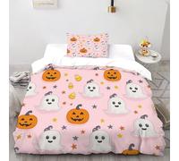 TiTCiveR Ghost Pumpkin_6 Bedding Set Theme Bedspread Halloween Fall Figures Duvet Cover Set Microfiber Comforter Cover Universal for All Seasons Pillowcase Single（135x200cm）