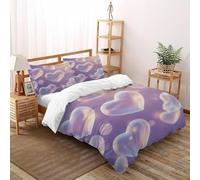 TiTCiveR Hearts Purple Bedding Set Theme Bedspread Aesthetic FloatingObjectSky Duvet Cover Set Microfiber Comforter Cover Suitable for Family,couple,children with Pillow Super King（260x220cm）