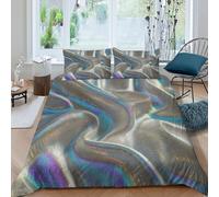 TiTCiveR Holographic Fabric Bedding Set 3D Design Aesthetic Shiny Fabric Duvet Cover Set Microfiber Quilt Cover Universal for All Seasons with Pillowcase King（220x240cm）