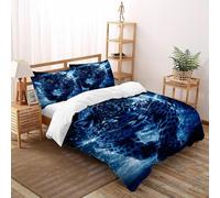 TiTCiveR Leopard Blue Bedding Set 3D Design Animal Themes Wildlife Duvet Cover Set 3 Pieces Microfiber Quilt Cover Suitable for Family,couple,children with Pillowcase Double(200x200cm)