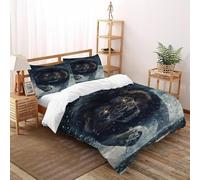 TiTCiveR Lion Snow Bedding Set 3D Design Animal Theme Wildlife Duvet Cover Set Microfiber Quilt Cover Suitable for Family,couple,children Pillowcase Double(200x200cm)