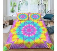TiTCiveR Mandala Pattern Bedding Set 3D Design Aesthetic GeometricArt Duvet Cover Set Microfiber Quilt Cover Universal for All Seasons with Pillowcase King（220x240cm）